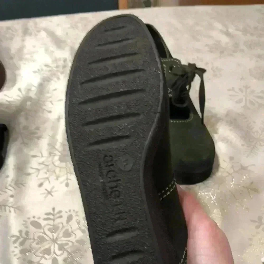 Arche Dark Green Suede Wedge Shoes